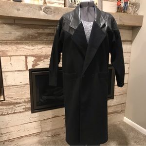 100% Wool with Real Leather Shoulder Trim Women’s Winter Trench coat